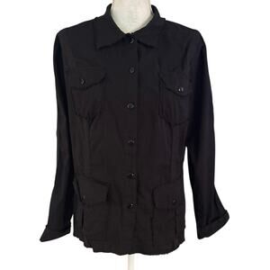 Wearables XCVI Size M Button Front Shirt Top Utility Minimalist Capsule Black